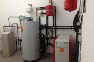 Oil powered boiler with solar water and water softener, Menorca